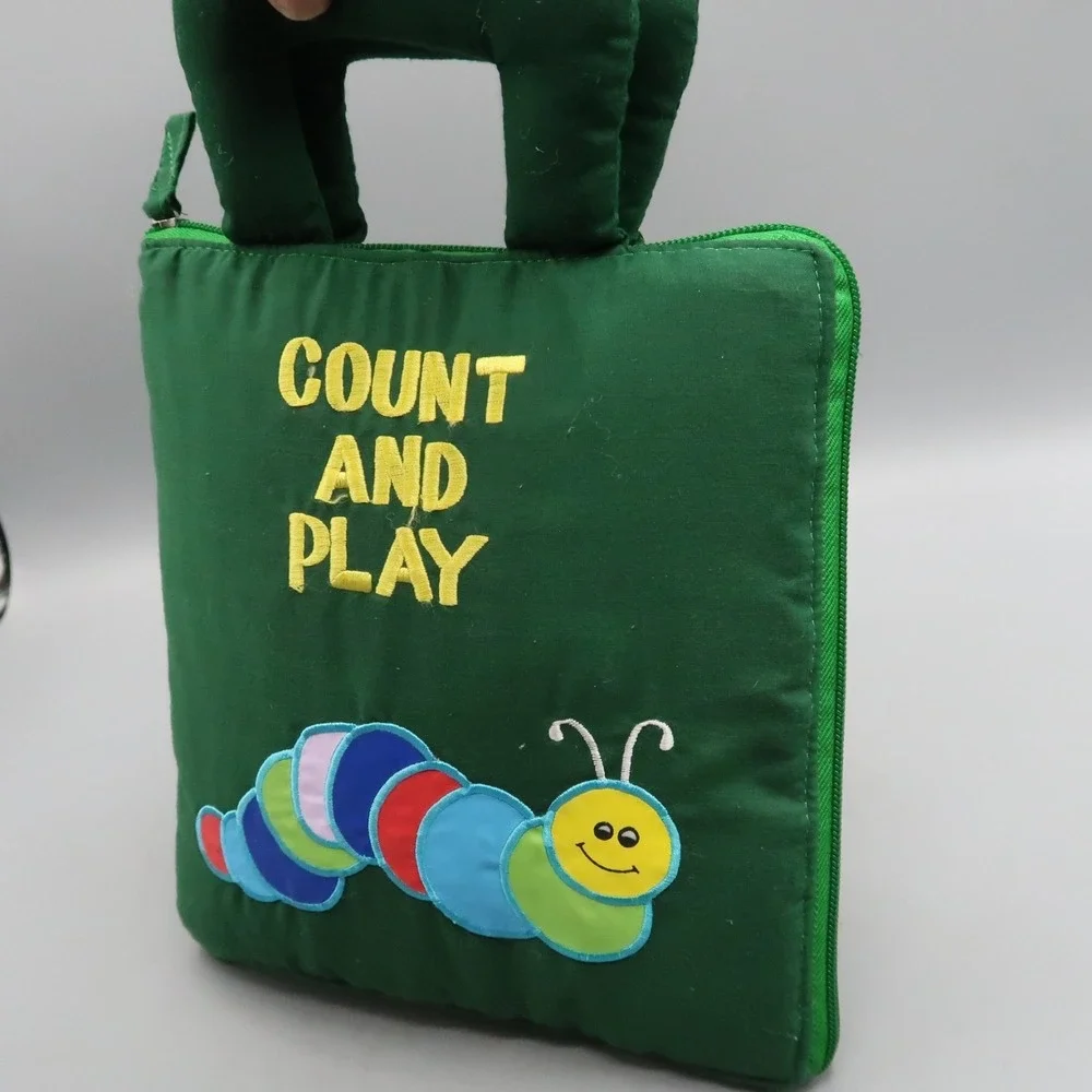 Vintage 1991 Pockets of Learning Soft Cloth Book Count And Play Baby